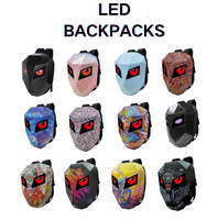Sac à dos de moto en fibre de carbone Night Shadow avec inscriptions lumineuses, yeux de roue LED, fermeture éclair USB et étanche