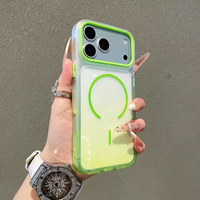 Étui de téléphone magnétique de luxe à dégradé avec grande fenêtre pour iPhone 18 Pro Max 17 Pro 16 15 14 13 Pro Max, coque souple antichoc en PC