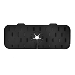 Faucet Splash Pad Silicone <b>Drain</b> Mat For Kitchen <b>Bathroom</b> Sink Waterproof Anti-Slip With Soap Holder Orange - Product Image 5