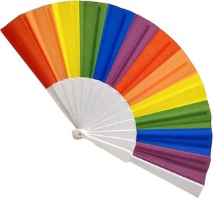 Abanico Plegable Arcoíris de Plástico Resistente para Espectáculos de Danza y Decoración del Hogar - Product Image 3