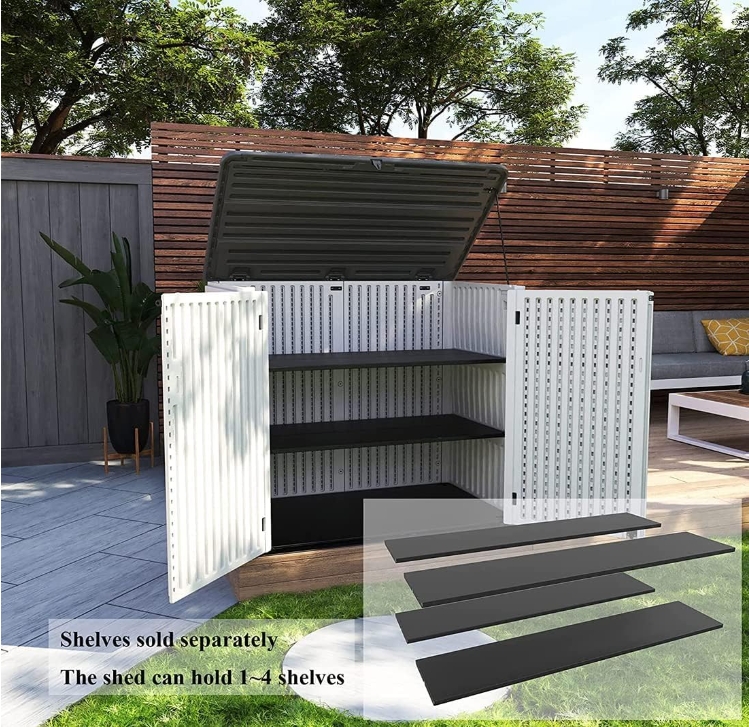 Gabinete de almacenamiento de cobertizo Horizontal de jardín plástico  impermeable al aire libre a prueba de podredumbre de por vida| Alibaba.com, image size:749x727