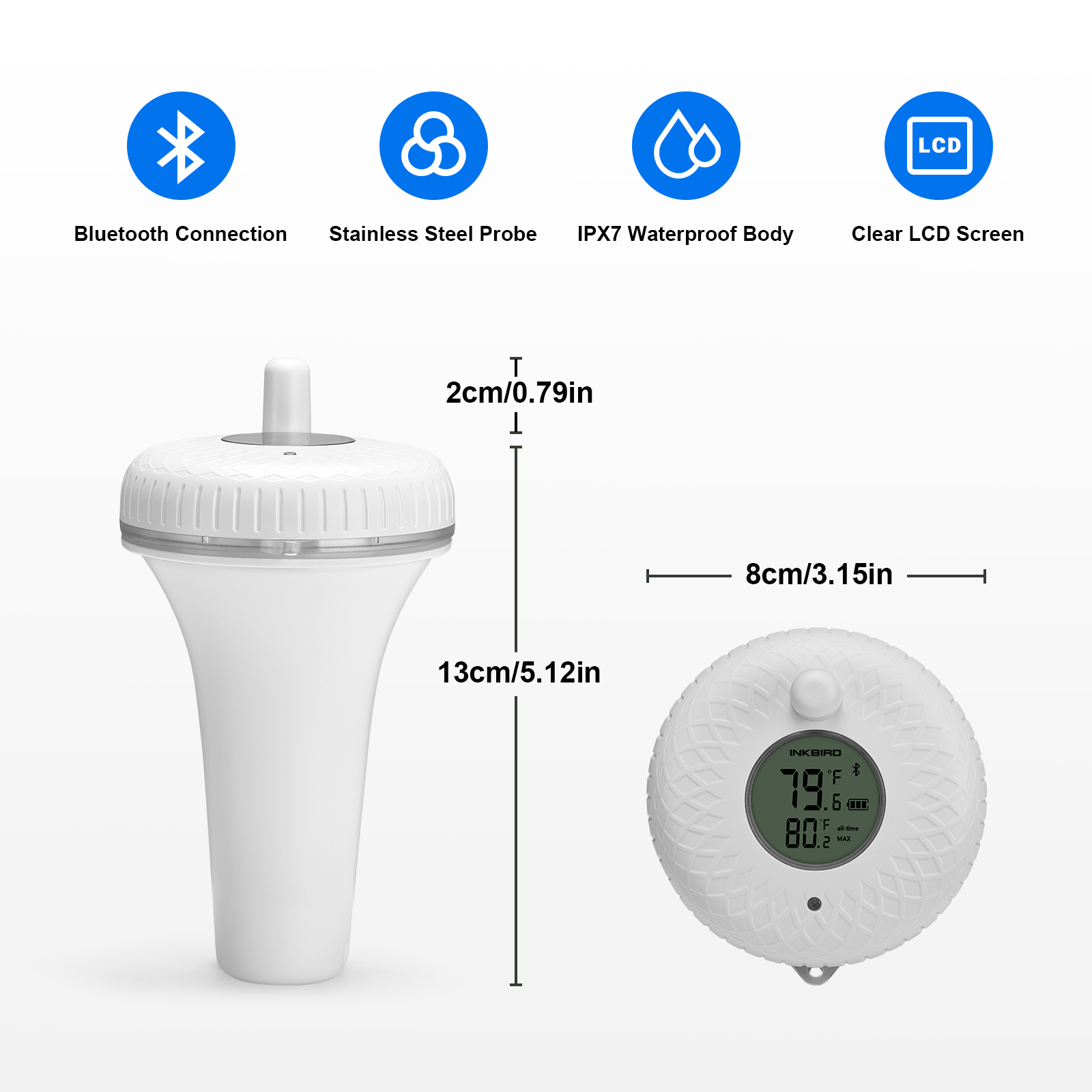 Wireless Pool Thermometer Floating Easy Read, Waterproof Digital Pool