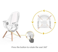 Chaise Haute Bébé Tendance en Plastique et Bois, Pivotante à 360°, Siège Transparent, Multifonctionnelle pour Chambre, Idéale pour l'Alimentation des Nourrissons - Offre Spéciale