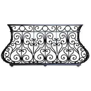 Máquina de montaje de valla de aluminio para exteriores, carril de mano de escalera de diseño Simple estampado de flores de hierro forjado, adornos de puerta de hierro
