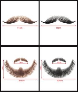 Baffo Finto Realistico, Barba in Capelli Umani Annodata a Mano, Peli Facciali Invisibili dall'Aspetto Naturale, Barba Finta da <span class=keywords><strong>Uomo</strong></span> - Product Image 1