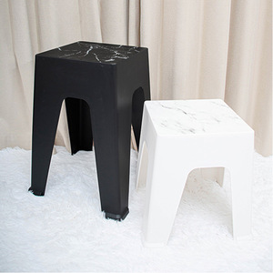 Tabouret en plastique Sichuan Hengfeng 380x380x485mm, design marbre noir, pour usage domestique et en restaurant - Product Image 2