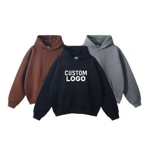 เสื้อฮู้ดดี้ผ้าฝ้าย 100% แบบหนา ผ้าฟลีซเนื้อหนัก ทรงโอเวอร์ไซส์ สกรีนโลโก้ได้ตามต้องการ เสื้อฮู้ดดี้และเสื้อสเวตเชิ้ตผู้ชาย - Product Image 1