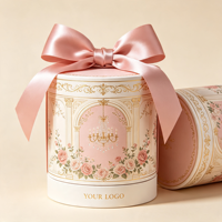 Boîte cadeau ronde personnalisée de haute qualité, emballage rigide en papier pour bouquet de fleurs de luxe avec un élégant design de nœud en ruban