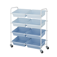 Chariot de rangement pour jouets, organisateur domestique avec 8 bacs amovibles pour la salle de jeux des enfants