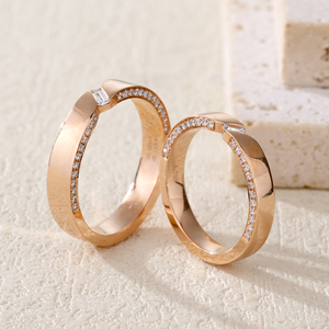 Vente en gros Alliance en or rose 18 carats Qualité Diamant naturel Cadeau classique romantique pour petite amie Saint Valentin Fête - Product Image 5