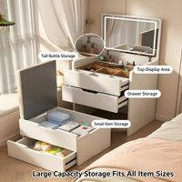 Coiffeuse à rabat avec rangement intégré, style moderne et minimaliste, en bois massif, pour chambre à coucher compacte