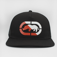 Gorra de béisbol unisex negra elegante y transpirable de 6 paneles con visera plana de lona y malla deportiva para exteriores, ideal para las cuatro estaciones.