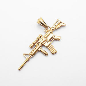 Collier pendentif Hip Hop Punk Combatant Sniper, étanche en acier inoxydable 316 plaqué or 18K PVD, bijoux de mode pour hommes et femmes - Product Image 6