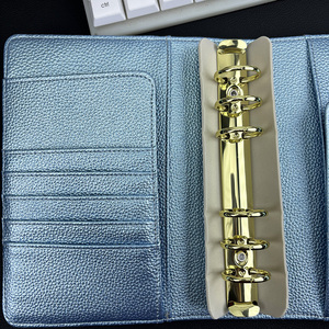 Organiseur de budget A6 métallique en cuir PU scintillant avec bouton-pression, personnalisable, couverture de planificateur à 6 anneaux dorés - Product Image 4