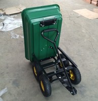 Chariot de jardin industriel de 300 kg, bac en plastique maillé de 75 L, pneumatique, 4 roues, conteneur métallique, outils, certifié CE, 1 an de garantie