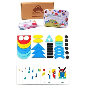 Nouveau puzzle géométrique en bois pour enfants, boîte en fer, forme d'animal de dessin animé, jouets éducatifs Montessori pour enfants - Product Image 6