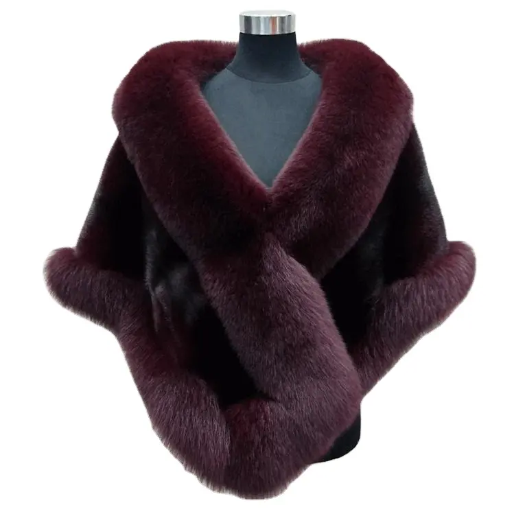 Hot Sale New Fashion Winter Warm Ladies Luxury Customized Cape Shawl Women Faux Fox Mink Fur Poncho