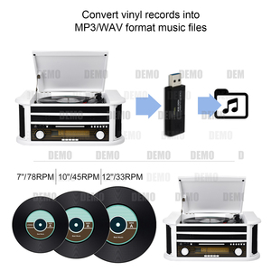 เครื่องเล่นแผ่นเสียงไม้ <span class=keywords><strong>ราคา</strong></span>ส่ง รองรับ USB SD เล่นเทปคาสเซ็ต ซีดี วิทยุ AM FM 3 ระดับความเร็ว พร้อมลำโพงในตัว - Product Image 5
