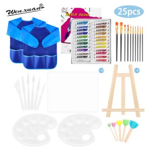 25-PCS Kids Art Painting Gift Set Comprend Peinture Acrylique Set <span class=keywords><strong>Toiles</strong></span> Brosses Palette Plus-pour Peinture Acrylique - Product Image 1
