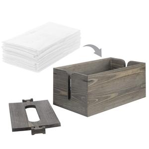 Caja de pañuelos de madera gris vintage con tapa ajustable para sala de estar y baño - Product Image 3