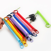 Porte-clés en spirale rétractable multicolore de mode en gros, anti-vol, anti-perte, extensible, en plastique de haute qualité