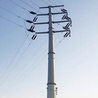 Poteaux de lignes électriques aériennes octogonaux en acier galvanisé pour la transmission électrique, 8m, 10m, 12m, 15m, 18m, 21m, 24m