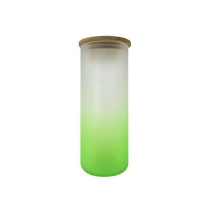 Bouteille d'eau en verre en forme de canette de bière 18 oz, gobelet vierge pour sublimation, gobelet givré 18 oz, bocal Mason avec couvercle en bambou et paille - Product Image 3