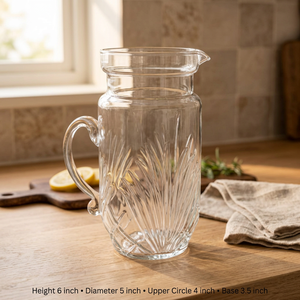Carafe à eau en verre gaufré avec couvercle à vis et poignée, capacité de 1,8 L, design moderne, réutilisable et compatible lave-vaisselle pour usage domestique - Product Image 3