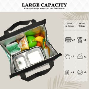 Bolsa de Almuerzo Reutilizable de PLA Tejido, Bolsa de Mano Plegable con Cierre, Bolsa de Compras con Diseño de Dibujos Animados - Product Image 4