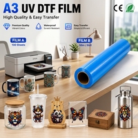 Feuilles de film de transfert UV DTF Qinyu AB, format A3, matériau PET pour imprimante UV