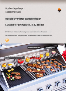 58Inch Built-in BBQ Modern Premium Design Large 419 Sq.In Gas/Charcoal Stainless Steel Food-Grade <b>Mesh</b> <b>for</b> Healthy DY611B Bbq Gr - Product Image 2