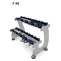 Vente flash : Étagère à haltères pliable et durable en acier inoxydable, équipement de fitness pour la salle de sport, 2 niveaux, pour l'entraînement musculaire à domicile, 6 paires (12 pièces)