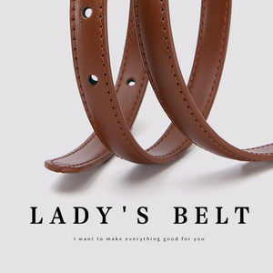 Ceinture élégante pour <span class=keywords><strong>femme</strong></span> en cuir véritable, fine, avec boucle ovale dorée vintage, nouvelle ceinture en cuir véritable pour robe et jean - Product Image 6