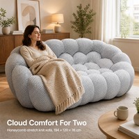 Cloud Loveseat 2-Sitzer Sofa Stretch-Strickstoff Wabenmuster Wohnzimmer-Couch Bodenliege für Schlafzimmer Leseecke