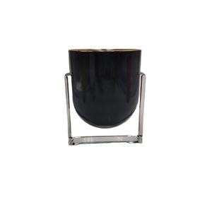 <span class=keywords><strong>Portacandele</strong></span> di Lusso BETTER REFINED in <span class=keywords><strong>Vetro</strong></span> Nero a Forma di Trapezio con Bordo Dorato per Candele Artigianali e Bomboniere - Product Image 1