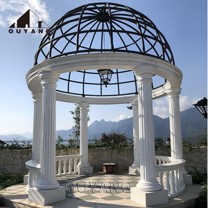 Gazebo de mariage en marbre blanc, style européen, en pierre naturelle sculptée <span class=keywords><strong>à</strong></span> la main, pour jardin extérieur de luxe sur mesure. - Product Image 2