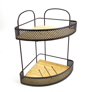 Hot bán Stylish dây sắt phòng tắm góc giá bồn rửa truy cập hàng đầu 2 Tầng Kệ phòng tắm với cơ sở tre - Product Image 5