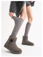 Chaussettes pour femme en tricot à motif 3D, double aiguille, épaisses, respirantes, longueur ras du cou, pour automne-hiver, avec bordure côtelée