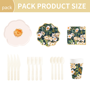 DAMAI - Juego de Platos de Papel Desechables Personalizados con Tema de Flores Blancas para Fiesta de Té de Primavera, Decoración para Fiesta de Té, Artículos para Fiesta - Product Image 6