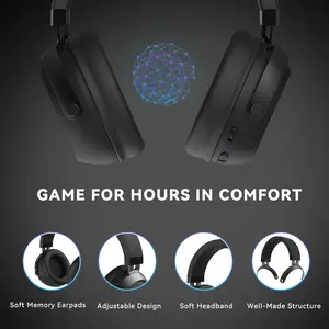 Auricolare da gioco Bluetooth senza fili con microfono-cuffie Over-ear leggere compatibili con PC