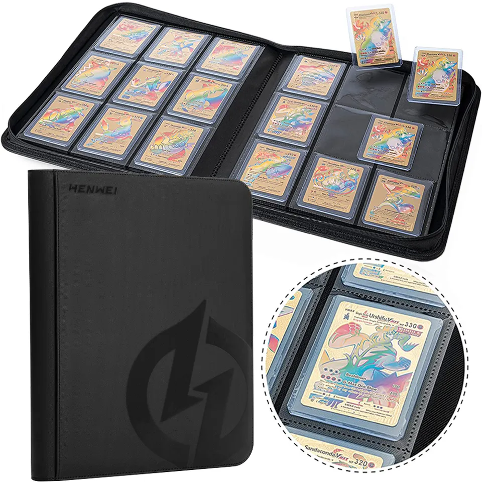 252 poches cuir classé Top Loader Trading PU Pokemoned Album Baseball cartes liants 9 poches Toploader Trading Card Binder