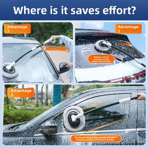 HONGLILAI Nouvelle Serpillière Spéciale à Grande Poignée pour Lavage de Voiture, Tige Courbe Rétractable et Amovible, Économie d'Effort, Pièces Auto - Product Image 2