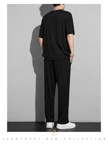 Nouvel ensemble décontracté 2 pièces pour <span class=keywords><strong>homme</strong></span> en soie glacée respirante et à séchage rapide, T-shirt et <span class=keywords><strong>pantalon</strong></span> amples, collection été 2026 - Product Image 6