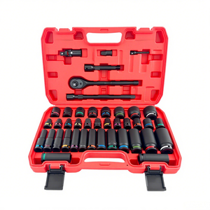 41Pcs Black High Carbon Steel Color Circle Impact Socket Set 1/2" <b>Drive</b> Heavy Duty with <b>Hard</b> for Car - Product Image 4