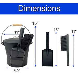 دلو رماد فحم عتيق جديد مع مجرفة ومكنسة يدوية مجموعات أدوات للموقد مواقد الموقد حفر النار أفران البيتزا مشاوي - Product Image 4