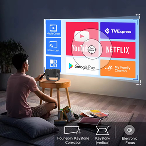โปรเจคเตอร์ขนาดเล็ก สมาร์ททีวี WIFI พกพา โฮมเธียเตอร์ ซีนีม่า รองรับ Android IOS โทรศัพท์มือถือ ฉายวิดีโอ 4k โปรเจคเตอร์ LED - Product Image 2