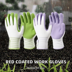 Gants de travail de sécurité en nylon imperméables, multi-usages, grand format, rouges, enduits de latex, ambidextres, avec fermeture élastique et poignet tricoté, pour hommes et femmes - Product Image 2