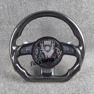 Volant sport en cuir et fibre de carbone <span class=keywords><strong>Audi</strong></span> <span class=keywords><strong>TT</strong></span> <span class=keywords><strong>R8</strong></span> V8 <span class=keywords><strong>V10</strong></span> A4 A5, 1 branche, couleurs de rayures personnalisables - Product Image 4