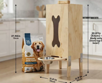 Meuble de rangement moderne en bois massif pour croquettes, distributeur automatique de nourriture pour chien, station d'alimentation, support de gamelles automatique pour animaux de compagnie, intérieur/extérieur