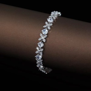 Customized Luxury 925 Silver Cubic Zircon <b>Flower</b> Yellow Zircon Ice Cut <b>Bracelet</b> CZ Women Wedding Jewelry - Product Image 4